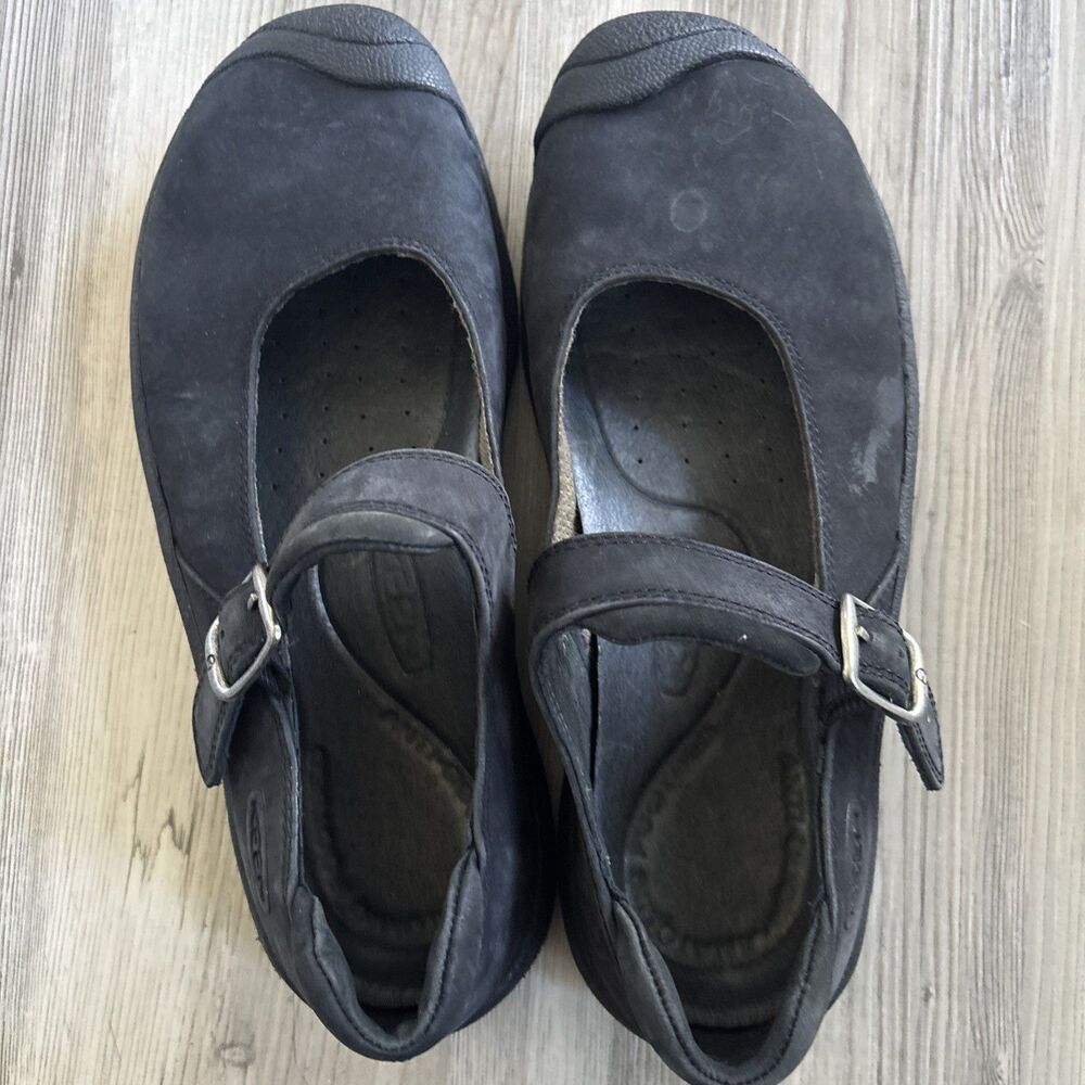 KEEN Mary Jane Black Suede Leather Utility Flats Shoes Comfort Women's Size 7.5 - Picture 7 of 9